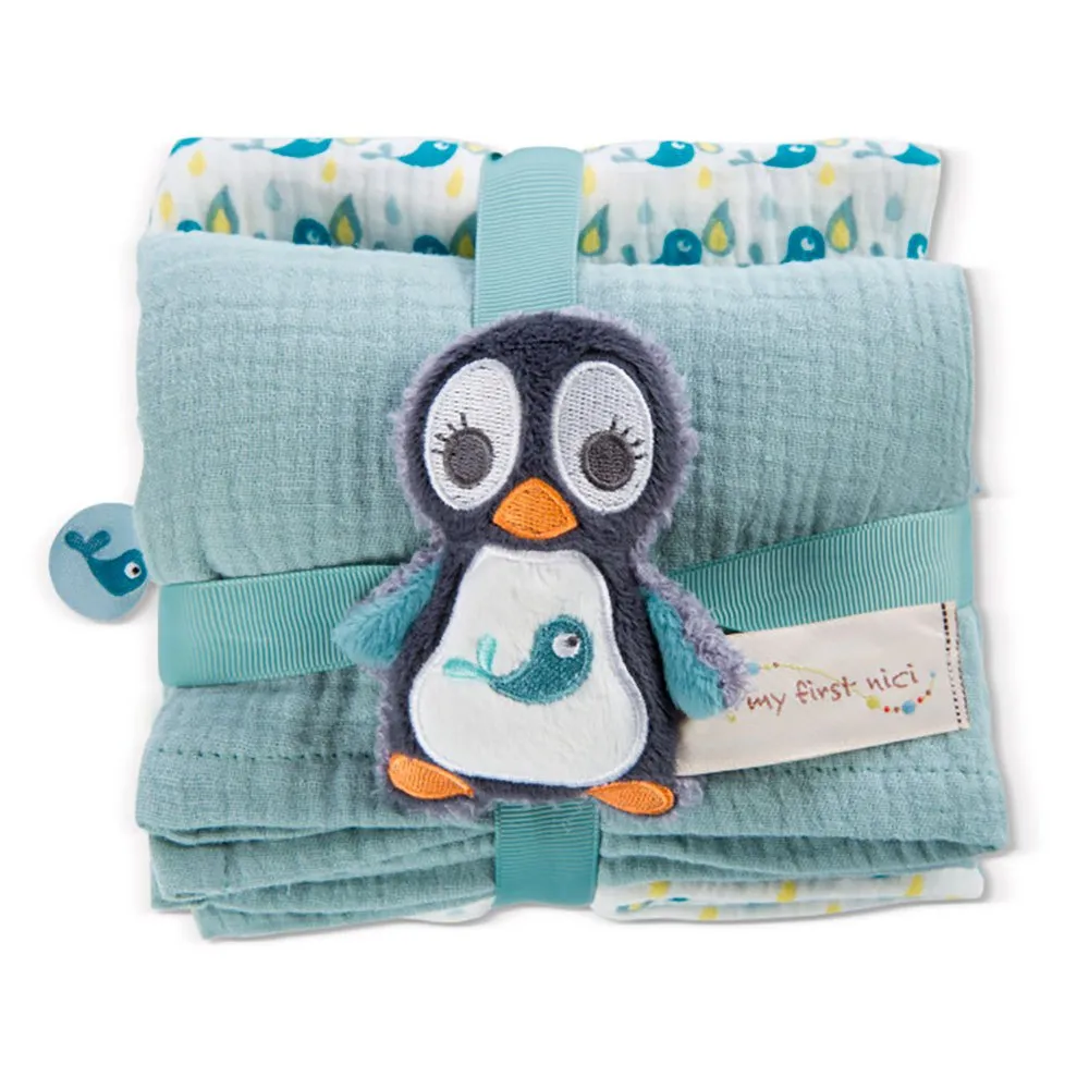 Nici Muslin Cloth Set Of 2 With Mini Grasping Toy 3 Nici Muslin Cloth Set Of 2 With Mini Grasping Toy